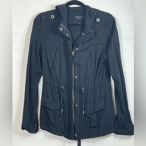 Aeropostale Women's Utility Anorak Style Jacket Black Drawstring Waist Sz M Read